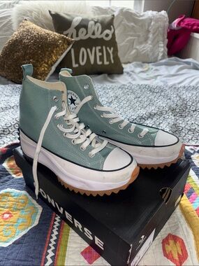 Converse Run Star Hike Platform High Top Sneakers in Sage Green